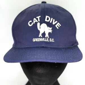 Vintage Cat Dive Greenville S.C. Snap Back Hat Navy USA Made 1992-1997 OSFA